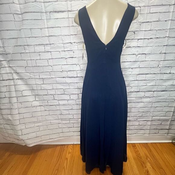 Jenny Yoo Womens Blue Sleeveless Plunging V Neck Long Chiffon Gown Size 2 - Picture 2 of 8